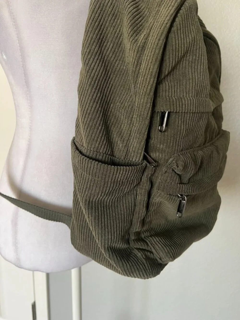 Wild Fable Corduroy Olive Green Casual Backpack School Bag
